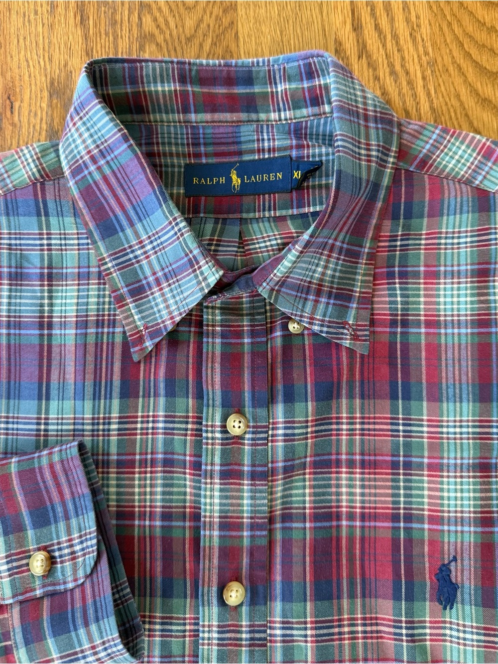 Ralph Lauren Polo Mens XL Plaid Button Down Shirt Long Sleeve Cotton Pony Logo